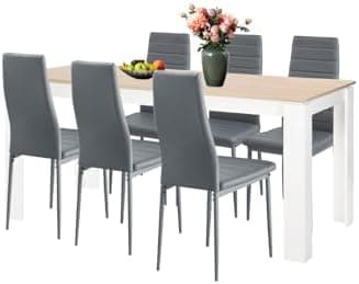 Esszimmergruppe mit 4 Stühlen Esstisch Hochlehner Kunstleder Sitzgruppe für Familie
| 110cm Eiche-Schwarz Tisch + 4 Sch