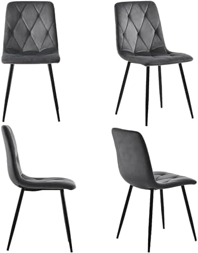 HAUSPROFI Schwarz + Gold Esstisch 5-teiliges Set Küchen Esszimmer Wohnzimmer Sechseckiger Esstisch 115.5x100x75cm mit 4