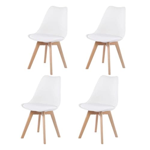 Esszimmergruppe Esstisch 120CM Rechteckig Holz + 4er Stühle grau Eiche-Weiß Tischbein für Wohnzimmer Küche Büro