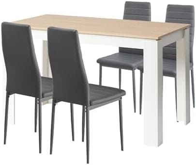 Esszimmergruppe mit 4 Stühlen Esstisch Hochlehner Kunstleder Sitzgruppe für Familie
| 110cm Eiche-Schwarz Tisch + 4 Sch