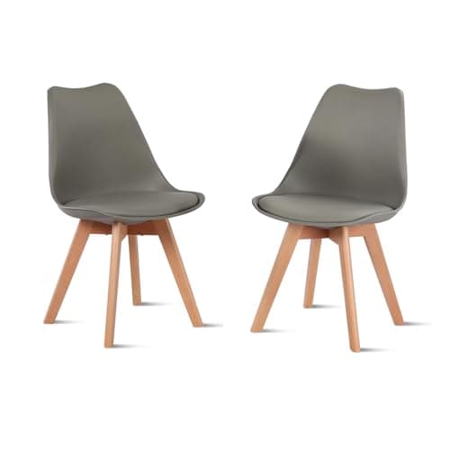 Esszimmergruppe Esstisch 120CM Rechteckig Holz + 4er Stühle grau Eiche-Weiß Tischbein für Wohnzimmer Küche Büro