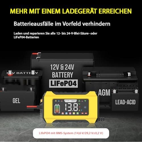 15A Autobatterie Ladegerät 9-stufiges Intelligentes System für AGM und Gel Blei-Säure-Batterien
| 12V 24V 15A Autobatte