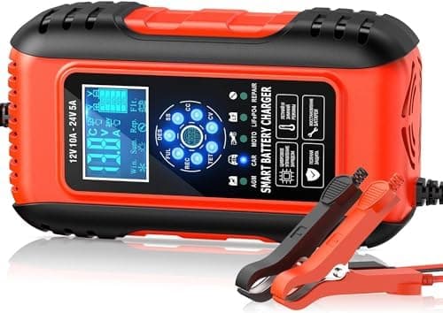 10A Autobatterie Ladegerat 12V/24V - Intelligenz durch Temperaturkompensation für Auto, Motorrad, LKW - Hohe Leistung
|
