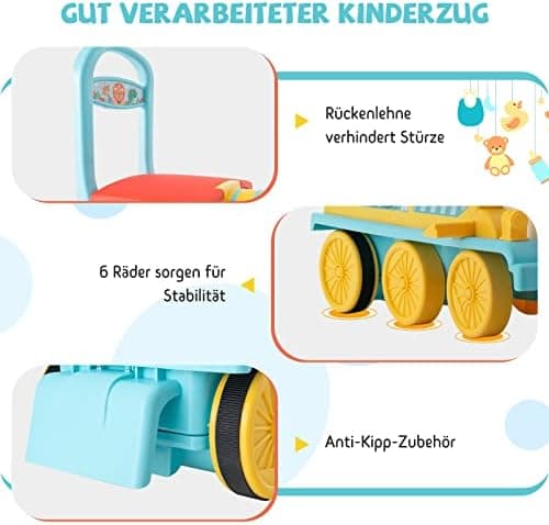 COSTWAY 6V Kinder Elektroauto Grün - Elektro Zug mit Musik & Lichter für 3+ Jährige Kinder im Haus oder Garten