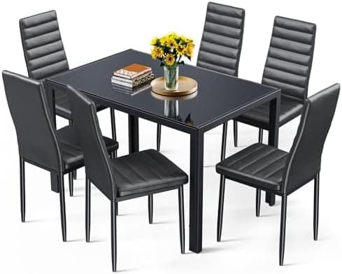 Bealife Esszimmer Set Esstisch 4 Stühle Schwarz