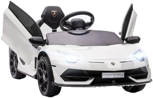 HOMCOM Kinder Elektroauto Lamborghini Aventador SVJ Roadster, 12V, MP3, Hupe, Musik, Sanftstart, 2 Motor, Fernbedienung,