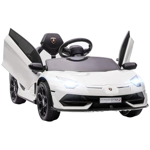 HOMCOM Kinder Elektroauto Lamborghini Aventador SVJ Roadster, 12V, MP3, Hupe, Musik, Sanftstart, 2 Motor, Fernbedienung,