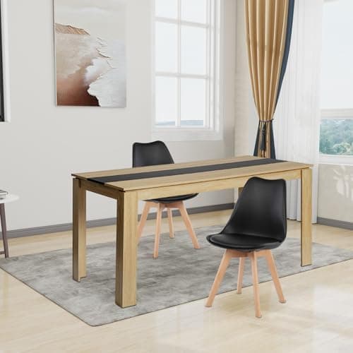 Esszimmergruppe Esstisch 120CM Rechteckig Holz + 4er Stühle grau Eiche-Weiß Tischbein für Wohnzimmer Küche Büro