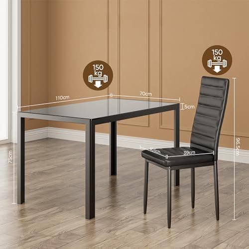 Bealife Esszimmer Set Esstisch 4 Stühle Schwarz