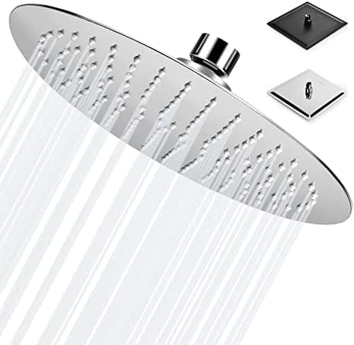 10 Zoll Regendusche mit Verstellbarer Brausekopf für Baden im Haus - Edelstahl 304, Antikalkdüsen & Polierter Regendusc