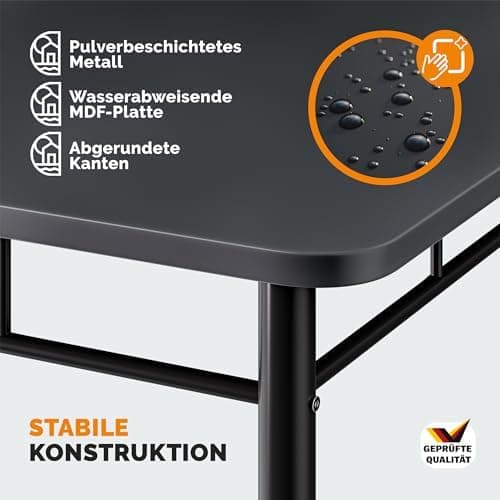 Casaria® Esstisch mit 4 Stühlen Industrial Modern Anthrazit 110x70cm.Set