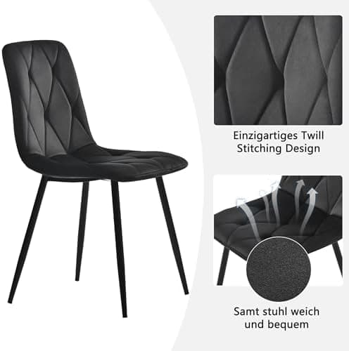 Runder Esstisch Set für 4 Personen mit Schwarzen Metallbeinen und Grün Samt Stühlen
| Esstrik Set Rund 100x100x75 cm 4