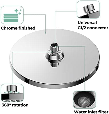 Regenduschkopf YUANNY Wasserspar 10 Zoll Stable ABS Chrom Universal-Kopfbrause Anti-Kalk-Düsen Ø 26 cm
