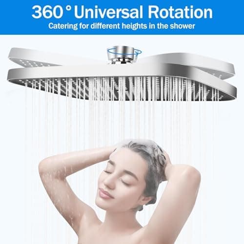 Regendusche Duschkopf 14 Zoll, Wassersparend und Selbstreinigend für Badeler, 360° Verstellbar, Idealer Bademeister-Kopf