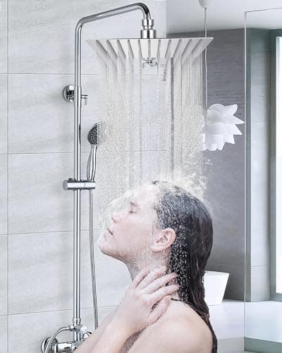 Regenduschkopf Edelstahl 304 360° Verstellbar für Dusche Selbstreinigende Düsen Duschkopf mit Edelstahl 10 Zoll