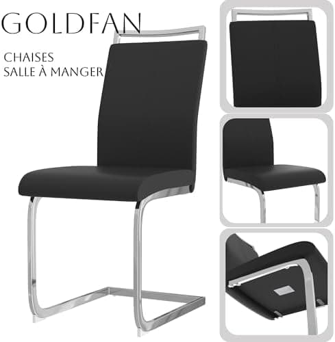 Goldfan Esstisch Set für Küche, Esszimmer & Wohnzimmer (110cm, Schwarz) mit Kunstleder Stühlen
| Goldfan Rechteckiger G