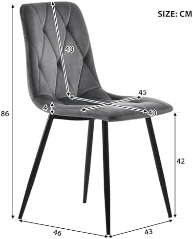 Modern Küchentisch Set Essgruppe 117x68cm Rechteckig 4 Stühle Dunkelgrau Twill Leinentuch(Schwarze Tischbeine)