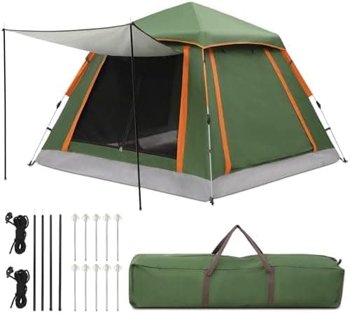 HAUSPROFI Zelt 2-3 Personen Pop Up Zelt |.Quadrierter Wasserspei-Schutz | Moskitoschutz | Familien-Freizeit-Reise