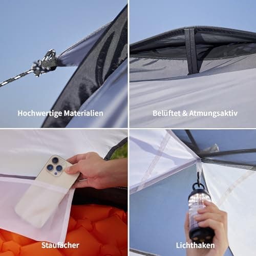 EchoSmile Wasserdicht 3-4 Personen Camping Zelt 5000mm, Ultraleicht für Jahreszeiten-Trekking und Festival-Spiele