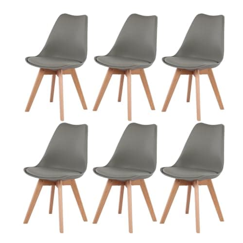 Esszimmergruppe Esstisch 120CM Rechteckig Holz + 4er Stühle grau Eiche-Weiß Tischbein für Wohnzimmer Küche Büro