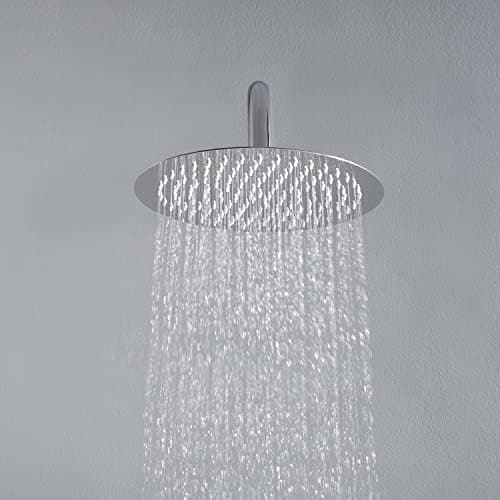 JOHO Edelstahl Regendusche Duschkopf, Quadratisch 12 Zoll Anti-Kalk-Düsen, für Badezimmer und Wellnesszimmer mit Chromtö