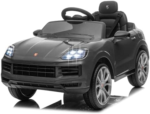 LALAHO Kinder Elektroauto 12V Schwarz mit MP3-Funktion und LED-Leuchten