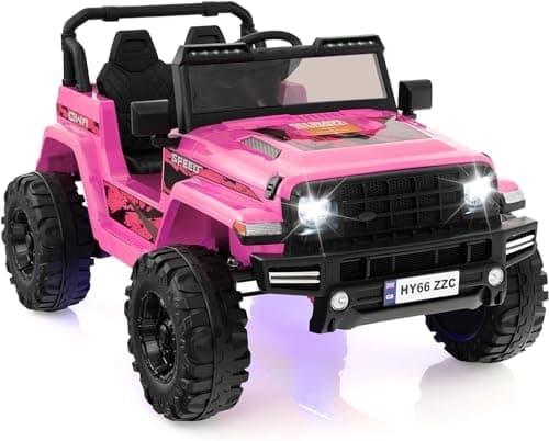 DREAMADE 24V Kinder Elektroauto Rosa: 2 Sitzer, Fernbedienung, Hupe, LED-Leuchtungen & Musik für Kleinkinder ab 3 Jahren