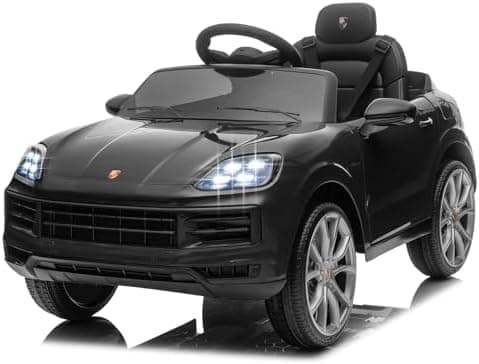 LALAHO Kinder Elektroauto 12V Schwarz mit MP3-Funktion und LED-Leuchten
