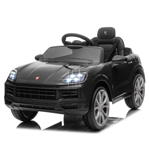 LALAHO Kinder Elektroauto 12V Schwarz mit MP3-Funktion und LED-Leuchten