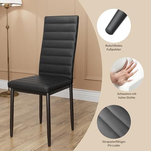 Bealife Esszimmer Set Esstisch 4 Stühle Schwarz