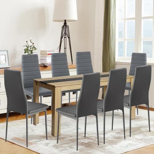 Esszimmergruppe mit 4 Stühlen Esstisch Hochlehner Kunstleder Sitzgruppe für Familie
| 110cm Eiche-Schwarz Tisch + 4 Sch