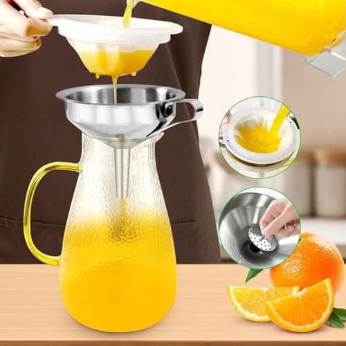 Edelstahl Trichter Set für Küche mit Griff und Sieb 200 Mesh Filter Reinigungsbürste Einfülltrichter 9 Stk