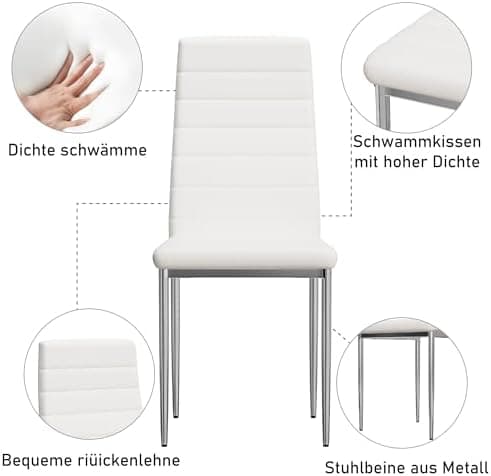 Goldfan Esstisch Set für Küche, Esszimmer & Wohnzimmer (110cm, Schwarz) mit Kunstleder Stühlen
| Goldfan Rechteckiger G
