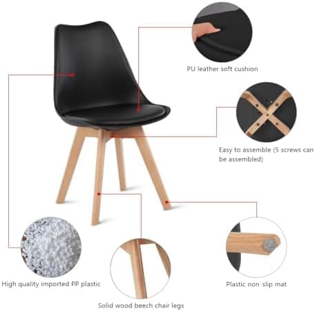 Esszimmergruppe Esstisch 120CM Rechteckig Holz + 4er Stühle grau Eiche-Weiß Tischbein für Wohnzimmer Küche Büro