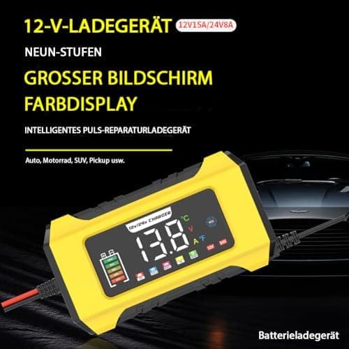 15A Autobatterie Ladegerät 9-stufiges Intelligentes System für AGM und Gel Blei-Säure-Batterien
| 12V 24V 15A Autobatte