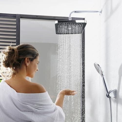 10 Zoll Regendusche mit Verstellbarer Brausekopf für Baden im Haus - Edelstahl 304, Antikalkdüsen & Polierter Regendusc