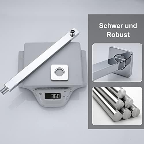 JOHO Edelstahl Regendusche Duschkopf, Quadratisch 12 Zoll Anti-Kalk-Düsen, für Badezimmer und Wellnesszimmer mit Chromtö