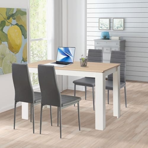 Esszimmergruppe mit 4 Stühlen Esstisch Hochlehner Kunstleder Sitzgruppe für Familie
| 110cm Eiche-Schwarz Tisch + 4 Sch
