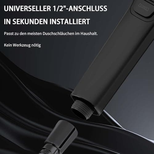 Duschbrause Duschkopf – Wassersparender Duschkopf mit 8 Strahlarten und Stoppfunktion, groß, Silber Chrom