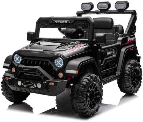 Kinder Elektroauto mit Verbesserter Akku 12V 7AH, Sicherheitsgurten für Kinder (Rot)