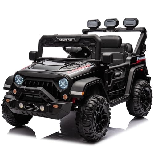 Kinder Elektroauto mit Verbesserter Akku 12V 7AH, Sicherheitsgurten für Kinder (Rot)
