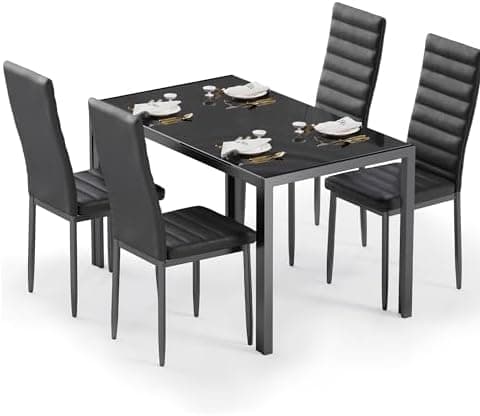 Bealife Esszimmer Set Esstisch 4 Stühle Schwarz