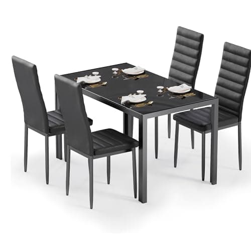 Bealife Esszimmer Set Esstisch 4 Stühle Schwarz