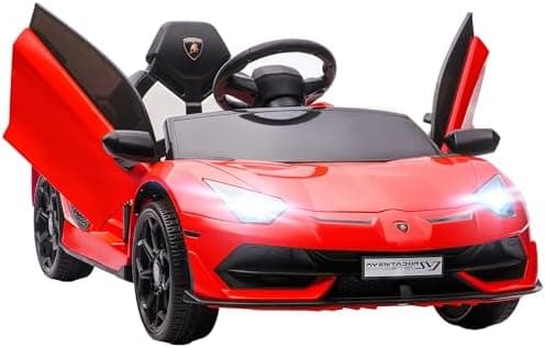 HOMCOM Kinder Elektroauto Lamborghini Aventador SVJ Roadster, 12V, MP3, Hupe, Musik, Sanftstart, 2 Motor, Fernbedienung,