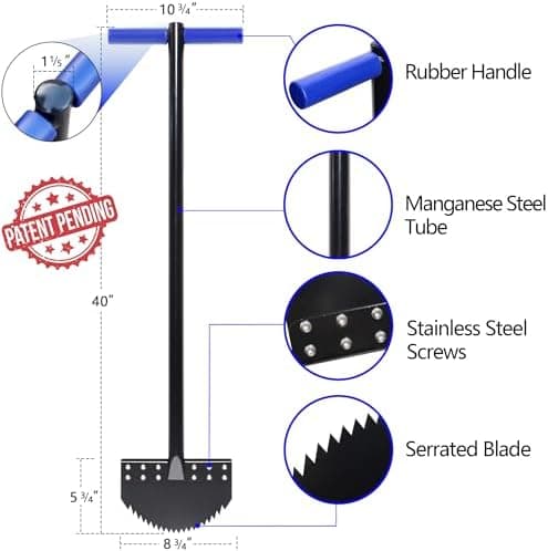 Einteiliger Rasenkantenstecher 100cm mit Federstahl-Sägezahnklinge Rostfrei für Gartenbeetrasenpflege