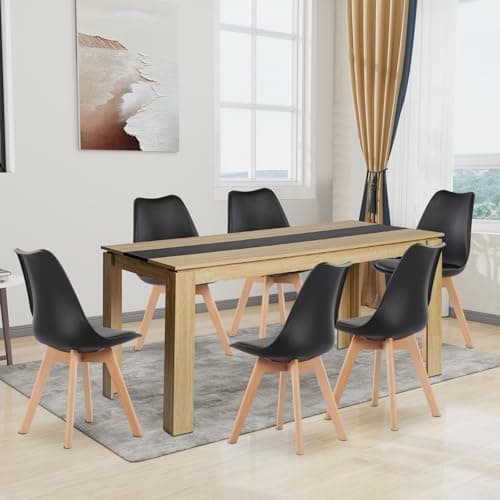 Esszimmergruppe Esstisch 120CM Rechteckig Holz + 4er Stühle grau Eiche-Weiß Tischbein für Wohnzimmer Küche Büro