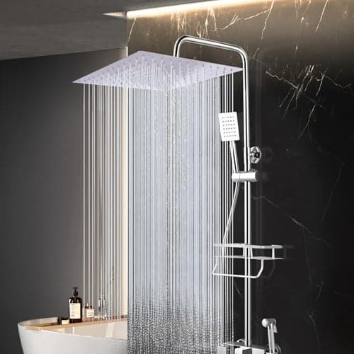 Duschkopf Regendusche 12 Zoll, 304 Edelstahl, 360° Verstellbar, Selbstreinigend, Wasserfall-Brause für Dusche, Anti-Kalk