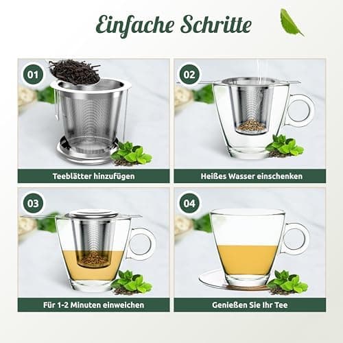 Teesieb für Losen Tee aus 304 Rostfreiem Edelstahl – Feinmaschig und Spülmaschinengeeignet – Farben: Silber, Rot – 2 Stü