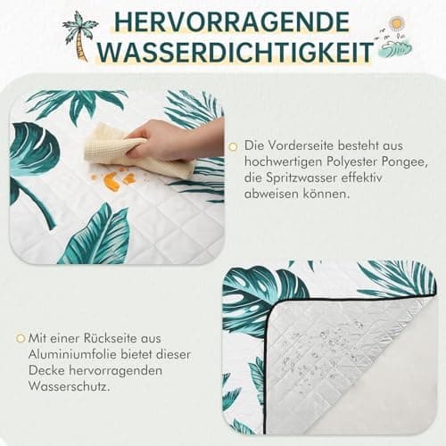 HAUSPROFI Wasserdichte Picknickdecke 200x200 - Isoliert & XXL für Outdoor Aktivitäten - Kompakt & leicht trugbar