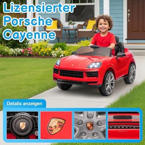 LALAHO Kinder Elektroauto 12V Schwarz mit MP3-Funktion und LED-Leuchten